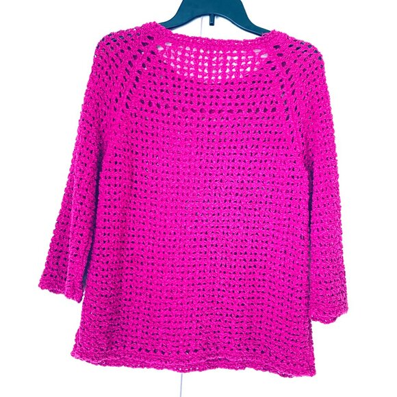 CHICO’S SWEATER Open Weave 3/4 Raglan Sleeves Pink M/L - Picture 10 of 10